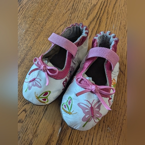 Robeez leather butterfly baby shoes Sz 6-12 months - Picture 7 of 7